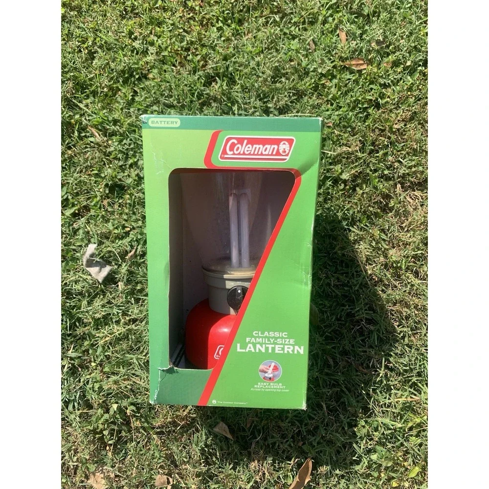 Coleman Classic Family Size Lantern Red Battery Powered Fluorescent Camping Lamp